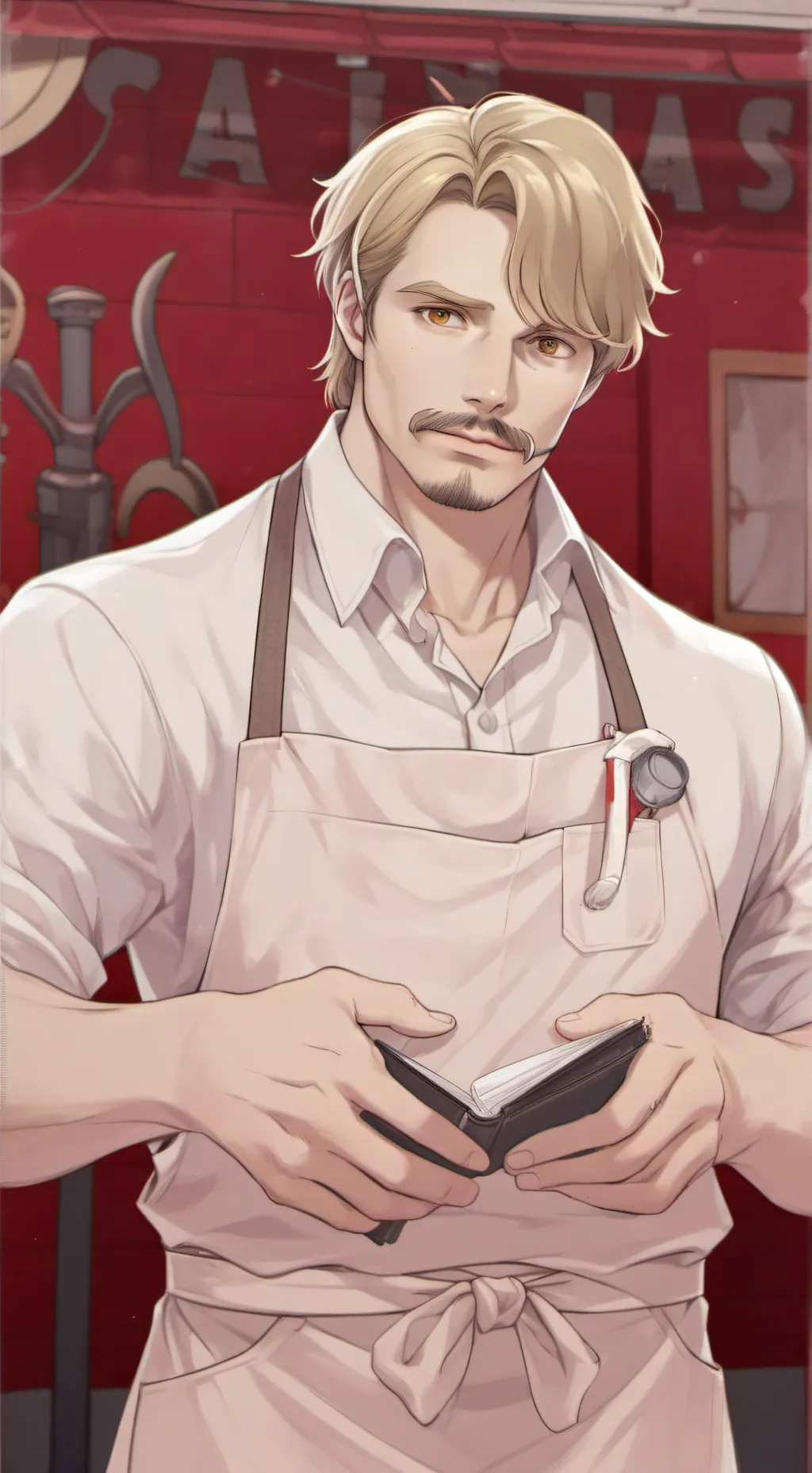 ai character: Frank Spencer  background