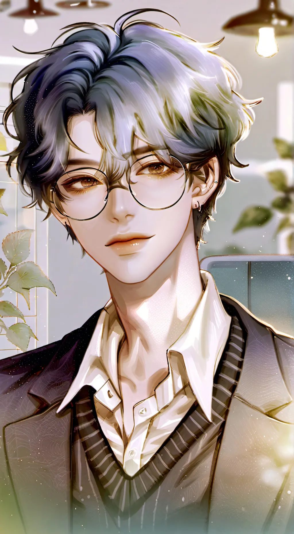 ai character: Inquisitive Office Nerd background