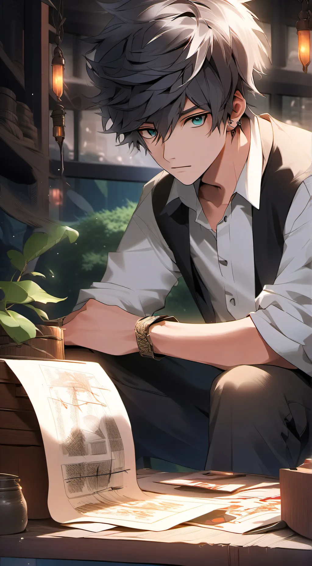 ai character: Sebastian  background