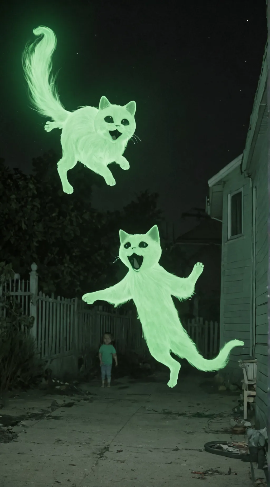 ai character: Ghost cat  background
