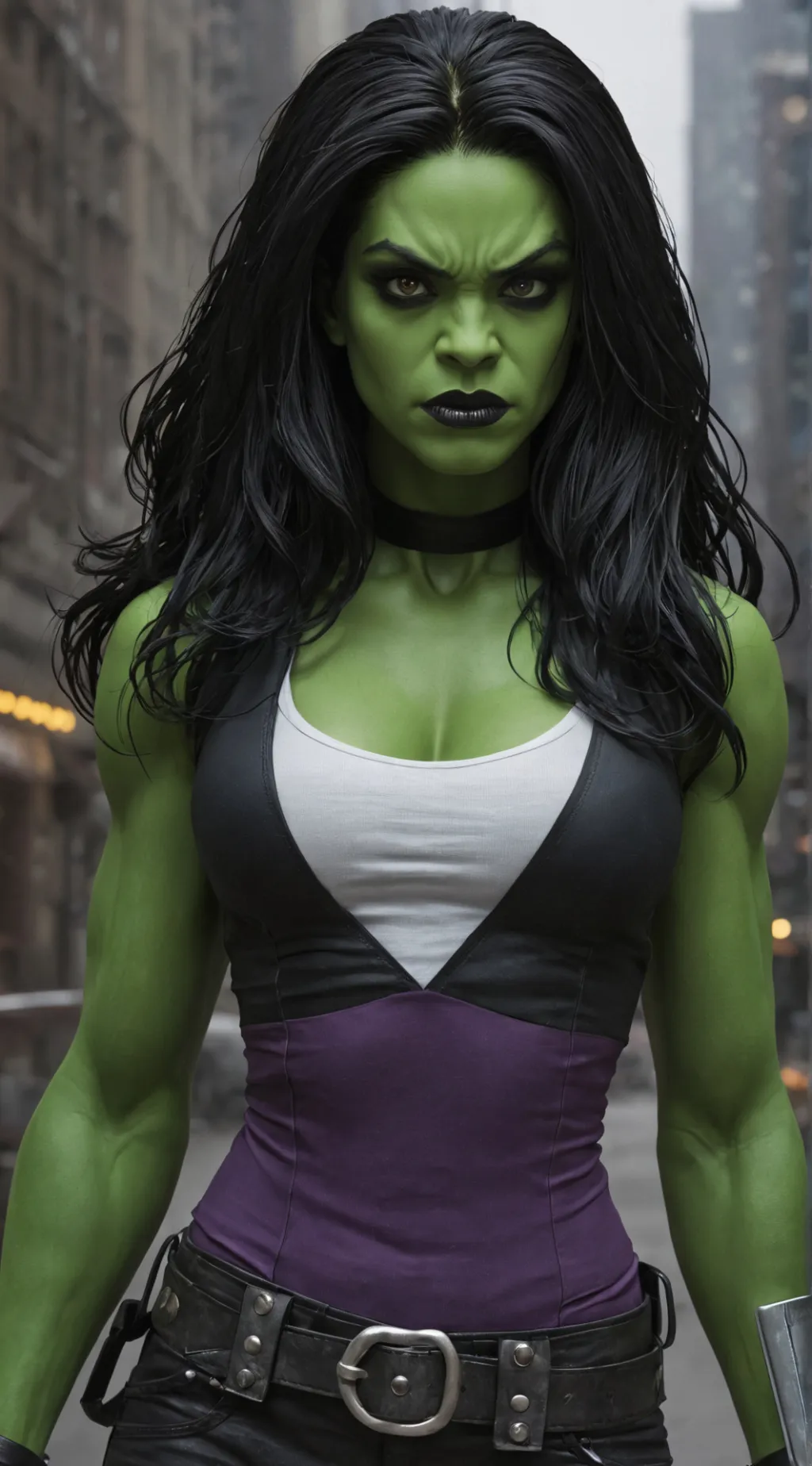 ai character: Goth She-Hulk background