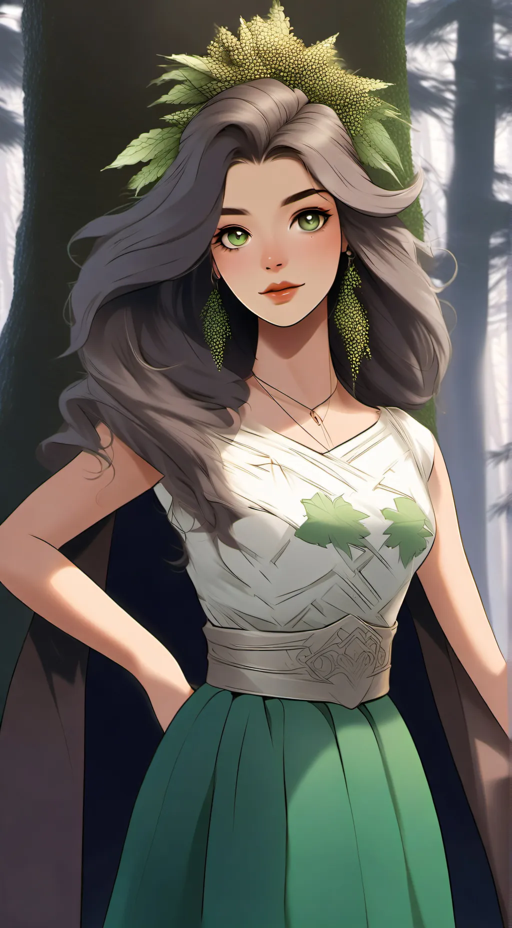 ai character: Leafy background