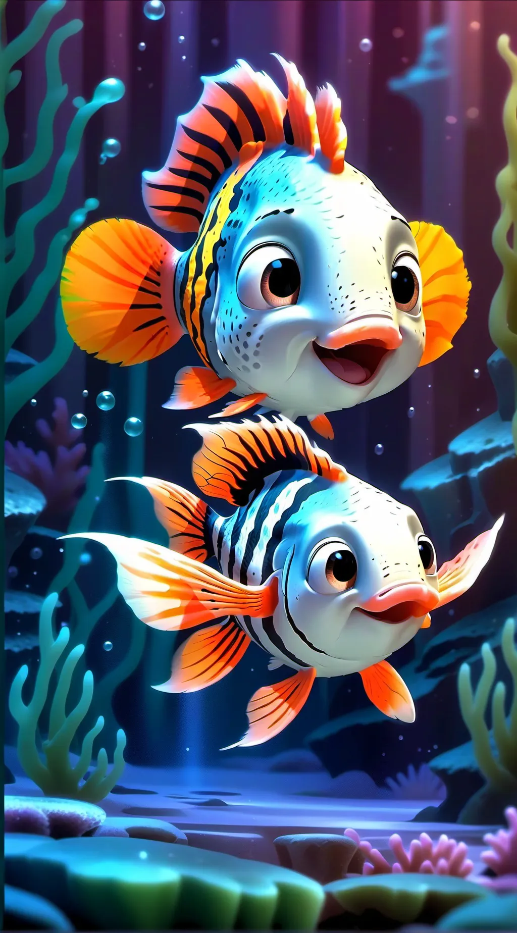 ai character: nemo and marlin  background
