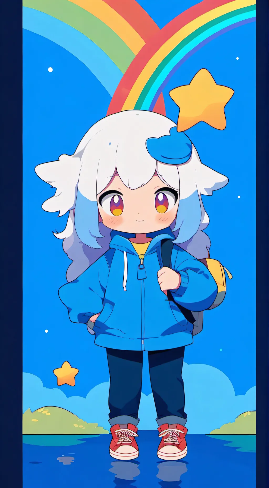 ai character: BLUE background