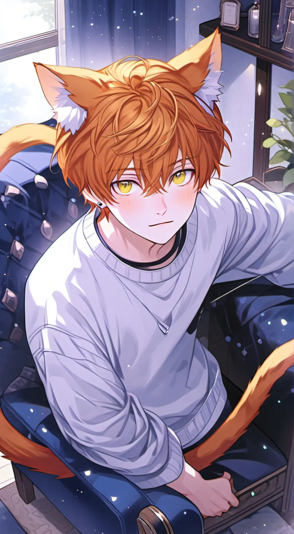 ai character: Ginger Feline Spirit background