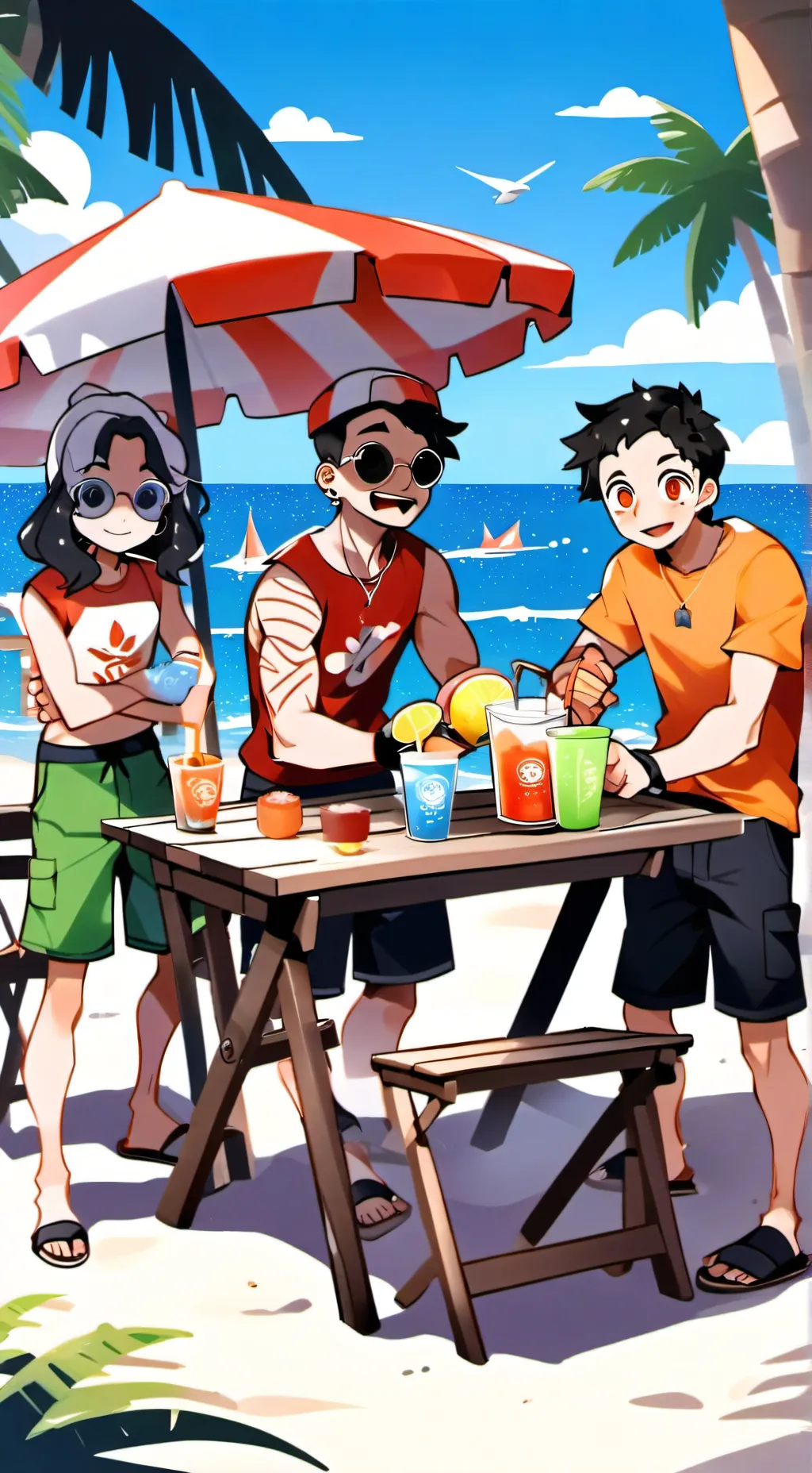 ai character: paal 8 beach background