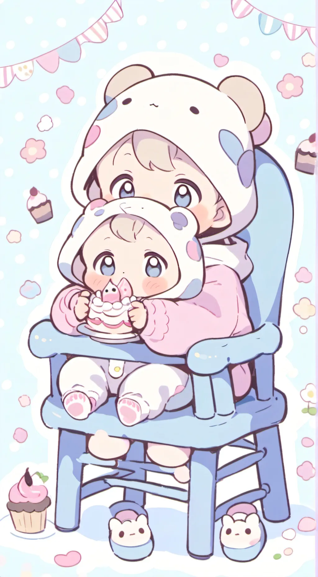 ai character: baby birthday  background