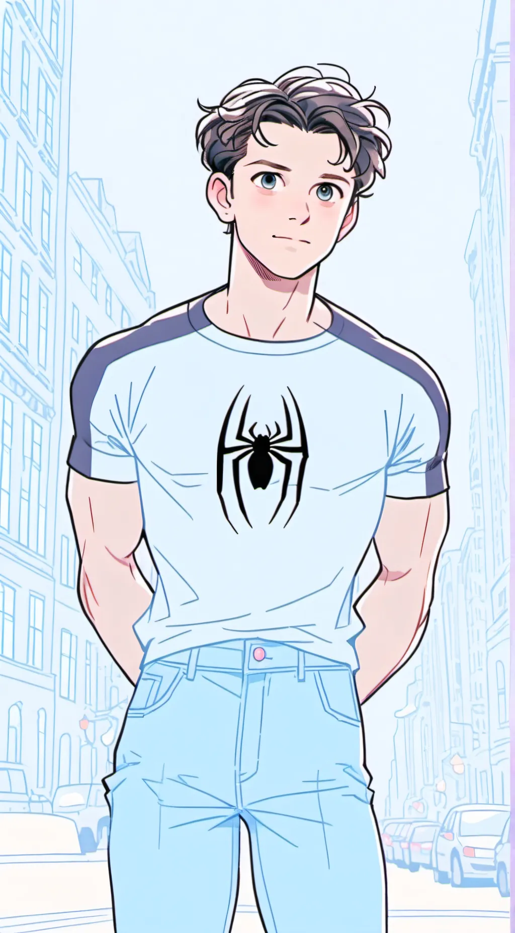ai character: tom Holland o spid background