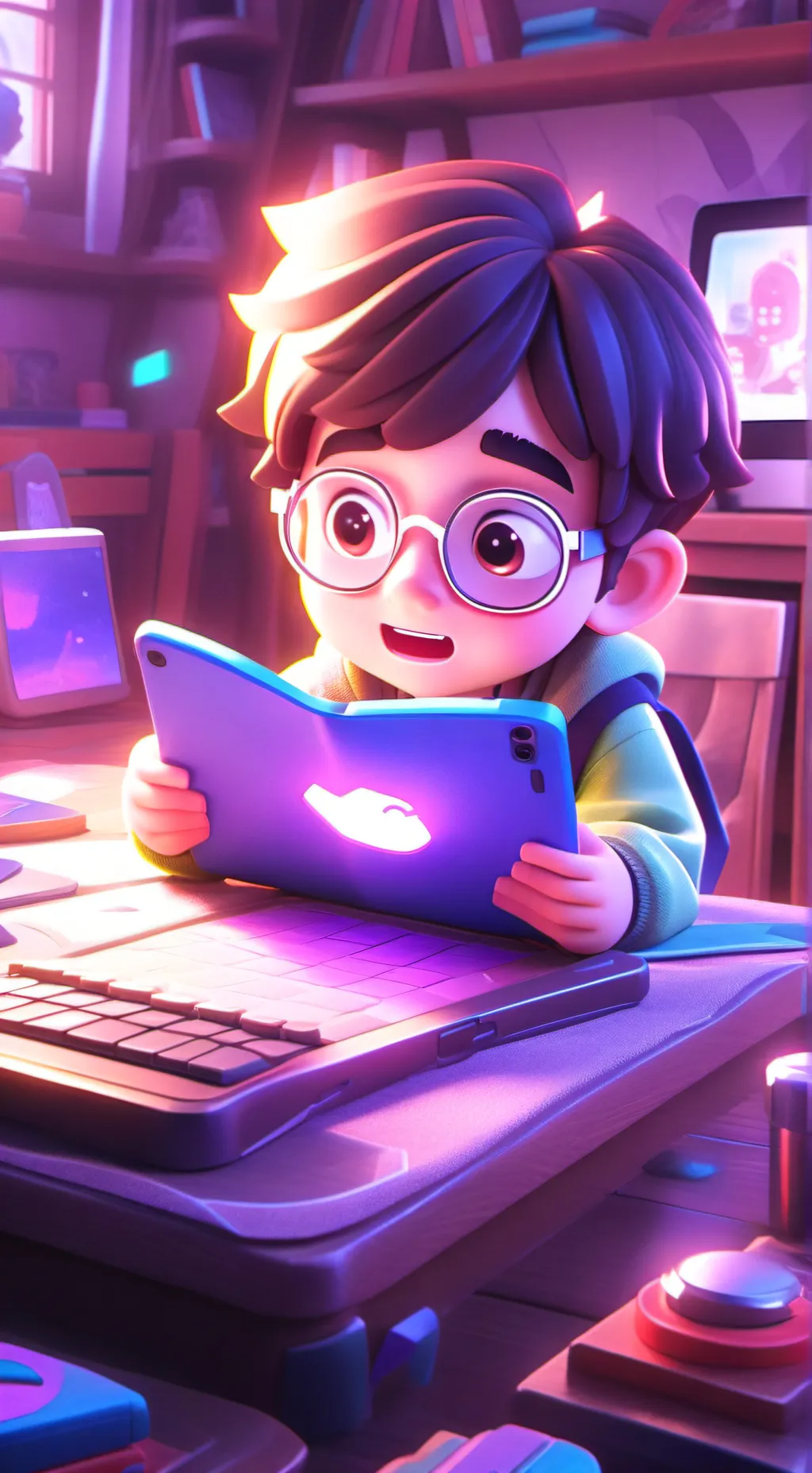 ai character: Random IPad kid  background