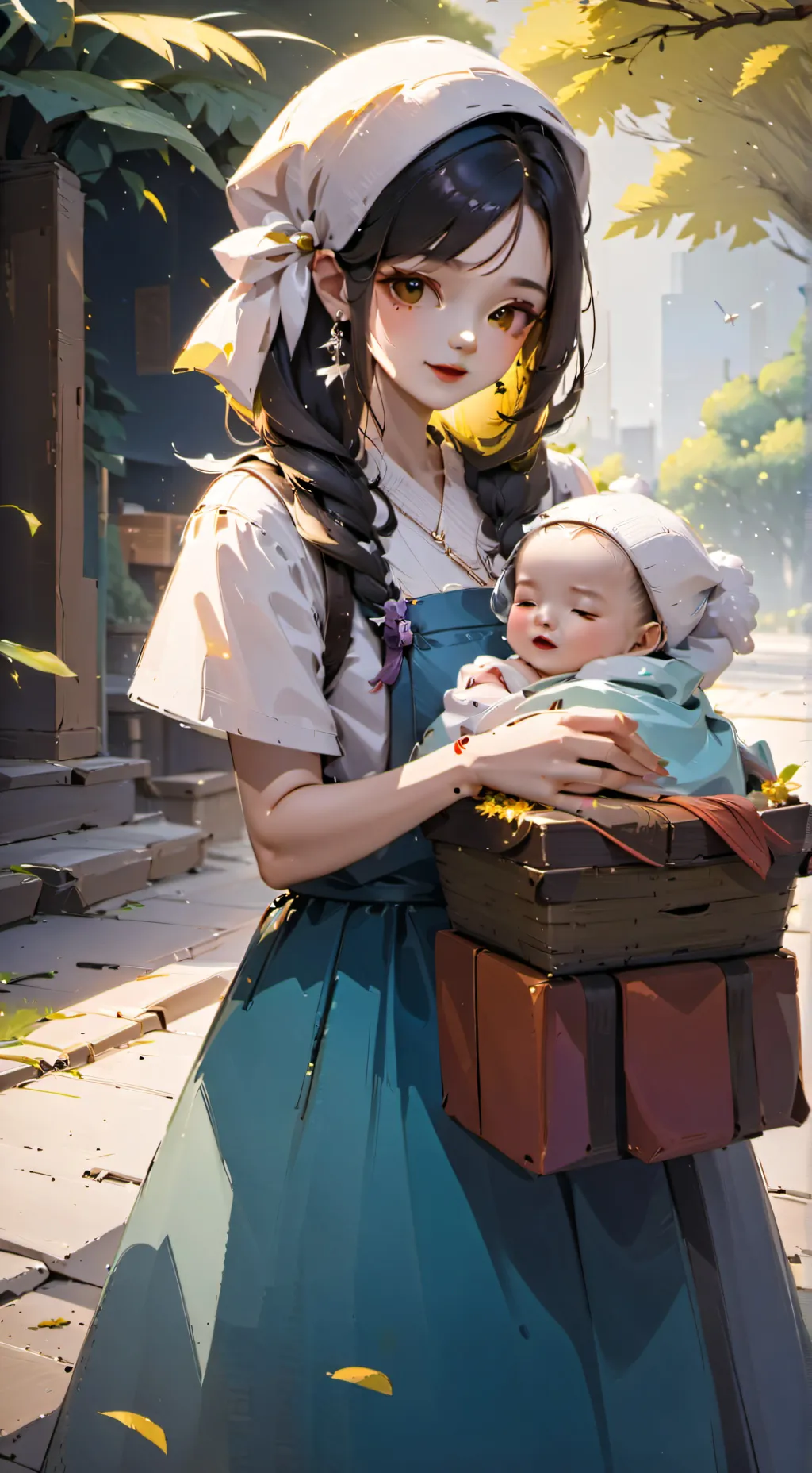 ai character: girl holding you background