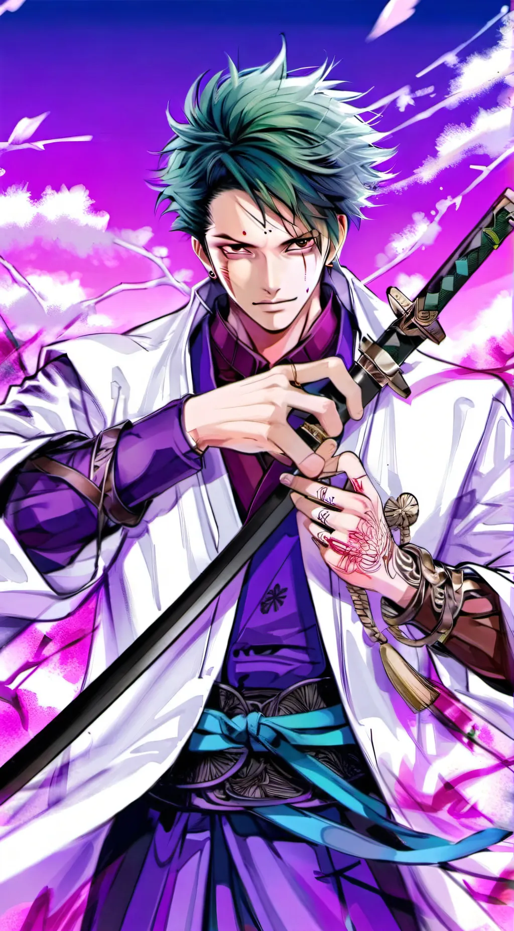 ai character: zoro vs lucci background
