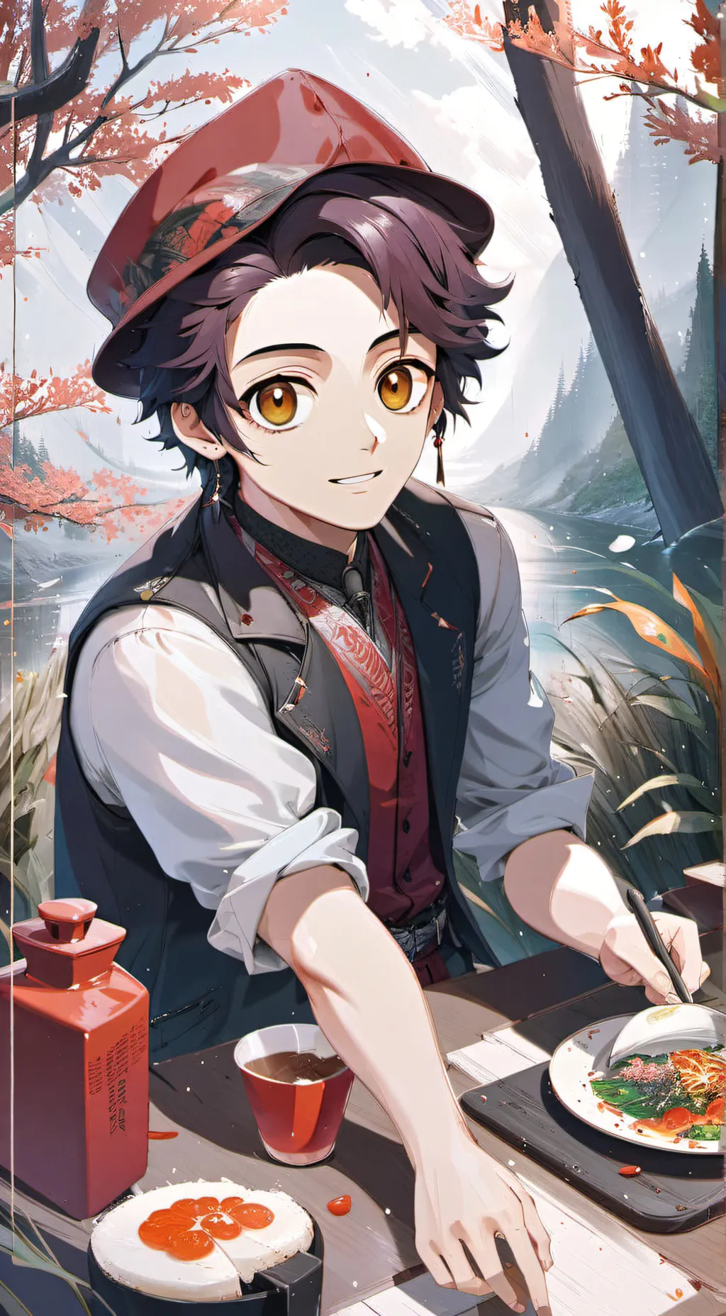 ai character: Tanjiro Kamado  background