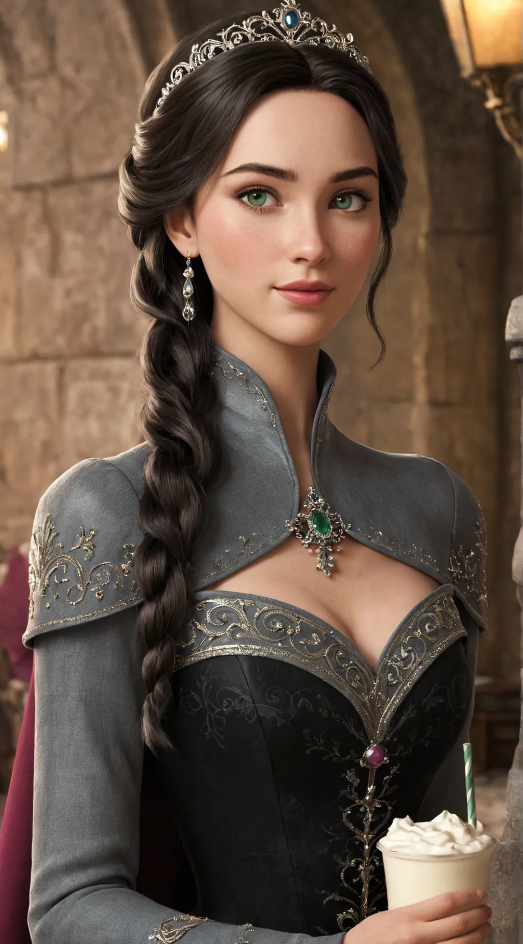 ai character: queen Jessica  background