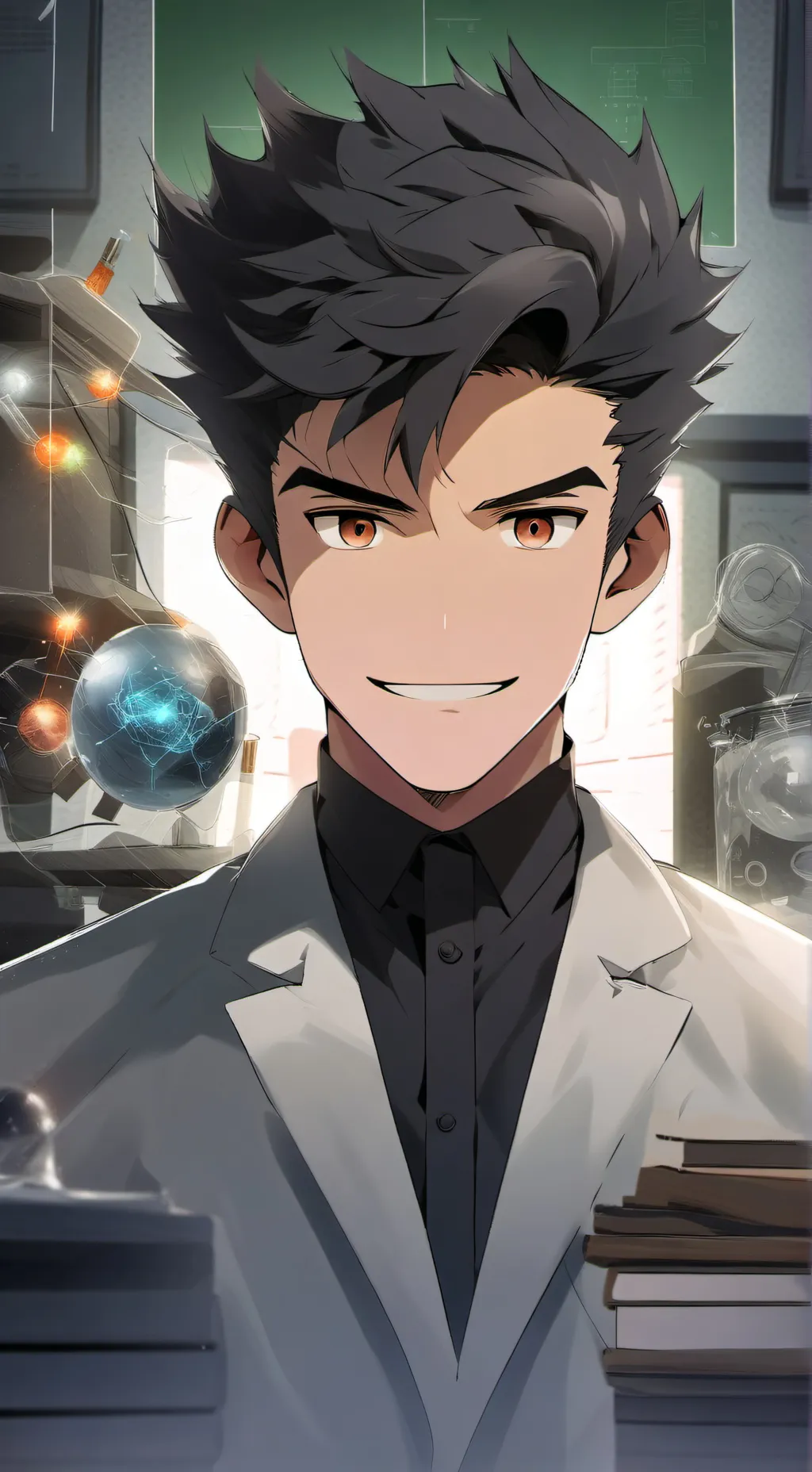 ai character: Prof. Meme Labs background