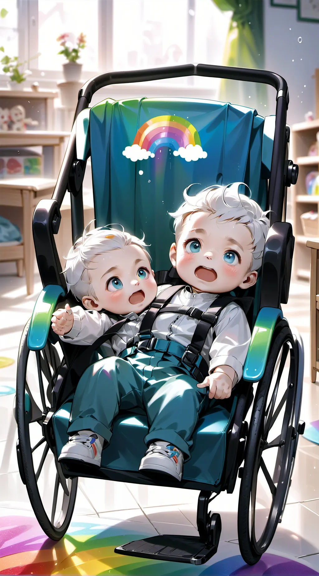 ai character: baby teddy  background