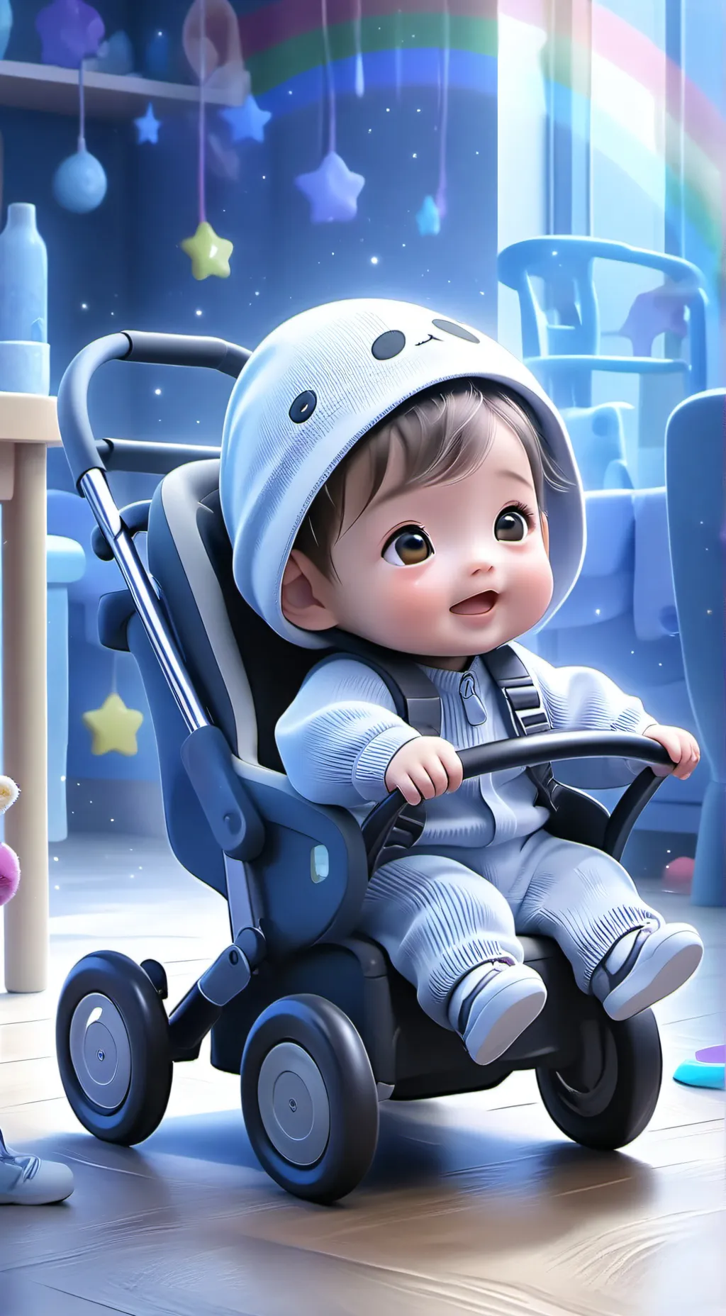 ai character: baby teddy background