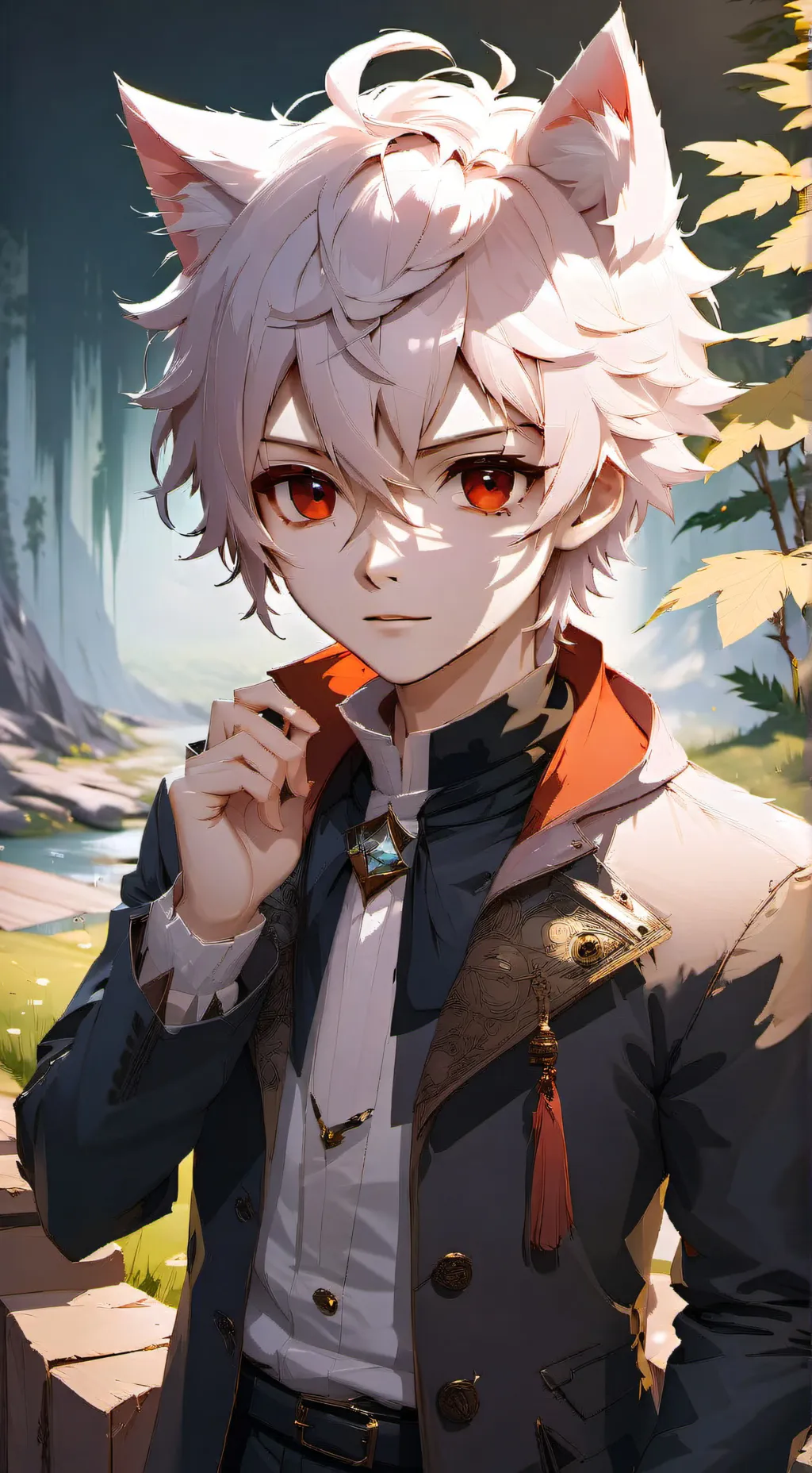 ai character: cat blanc background