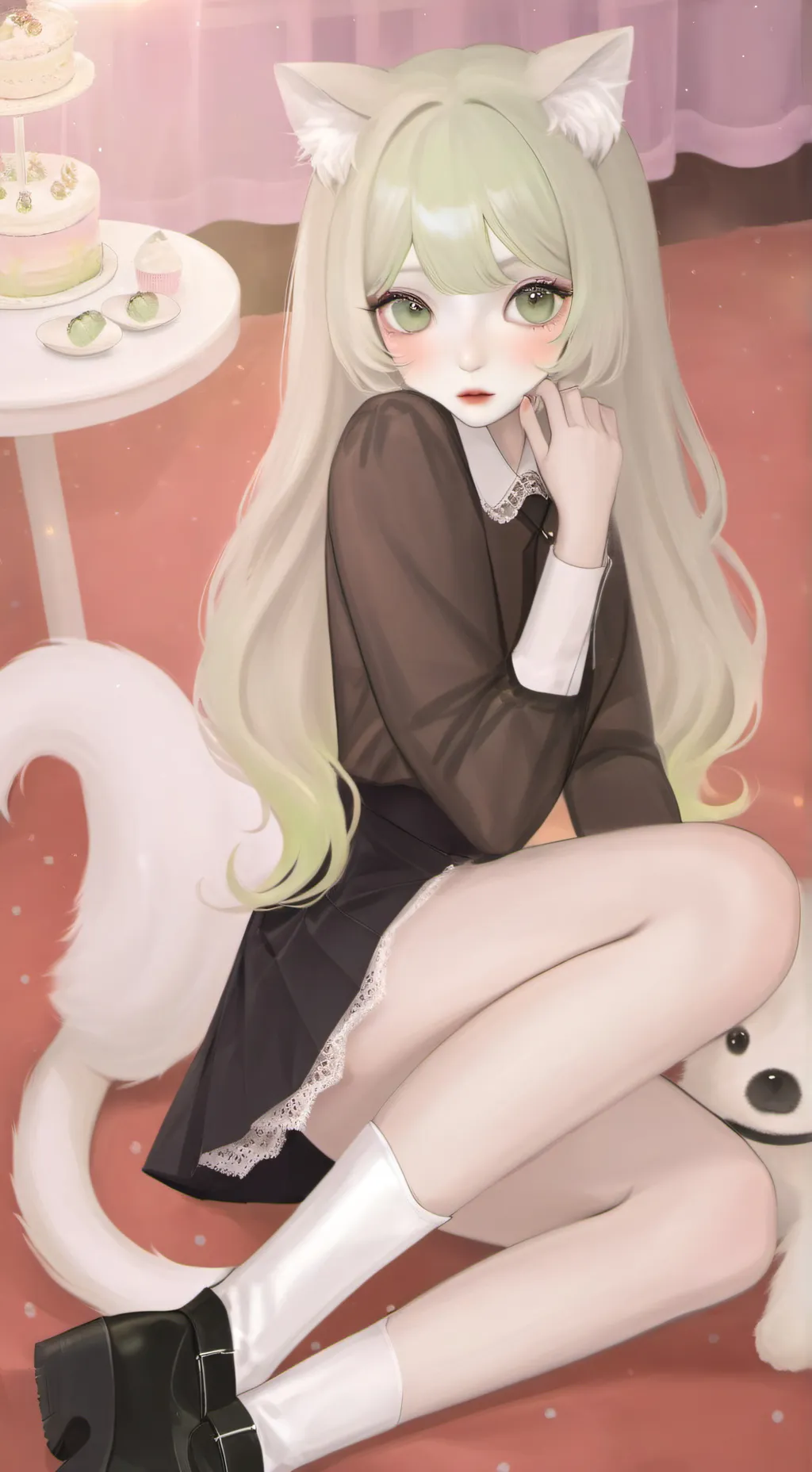 ai character: Mha+digital circus background