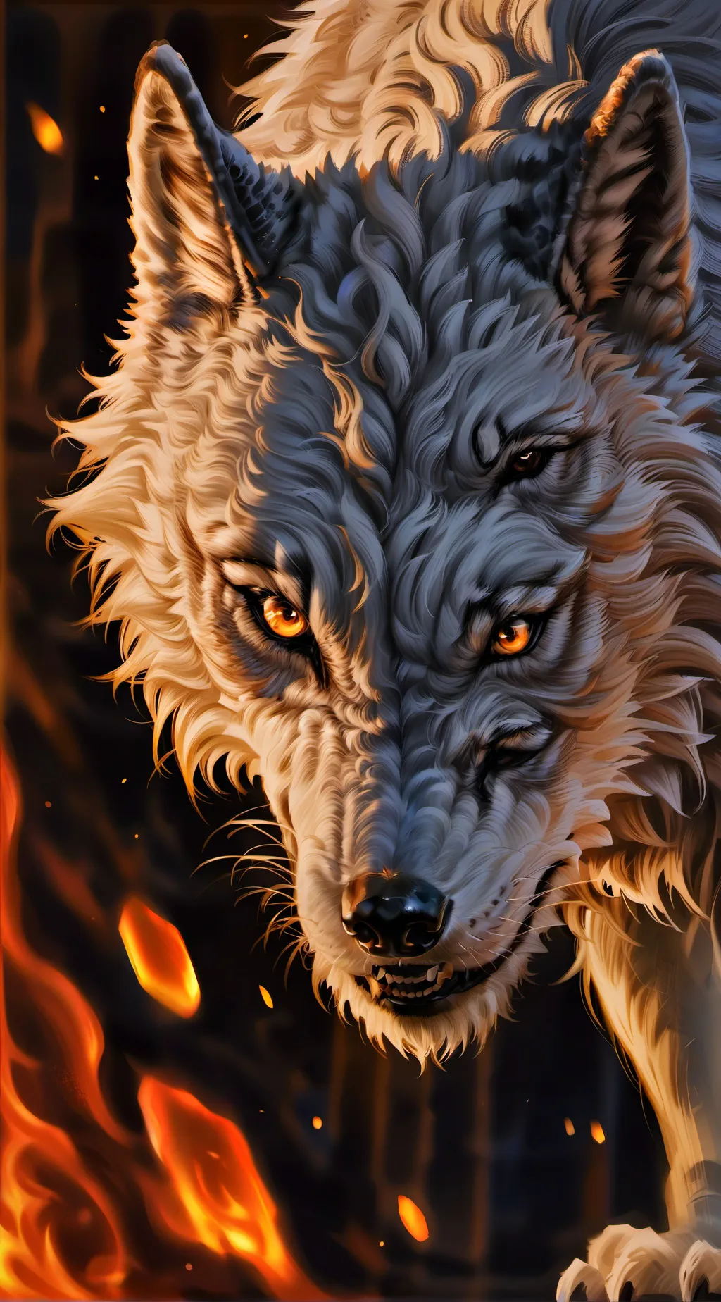 ai character: Dire sentiet wolf background