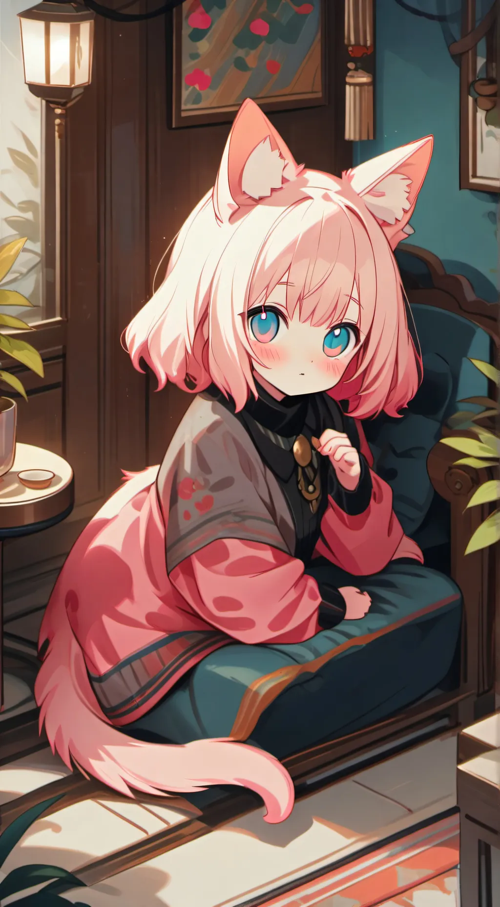 ai character: Angela cat background