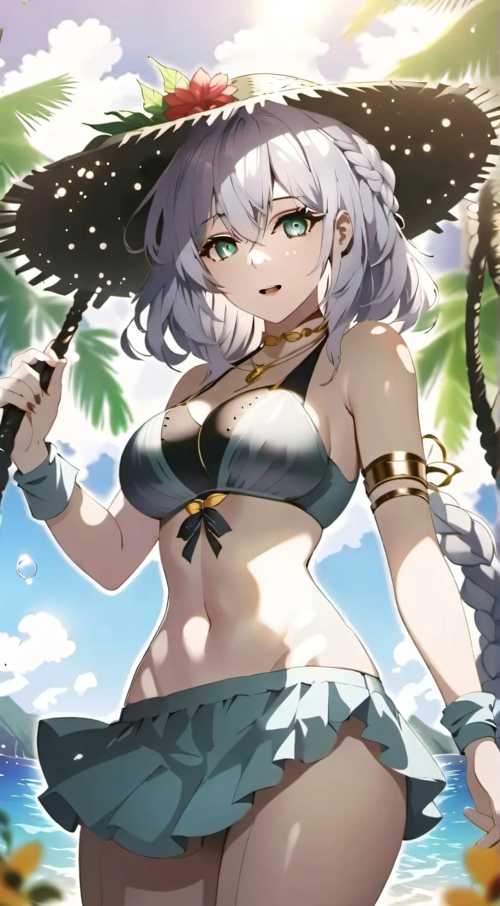 ai character: Mha beach day! background
