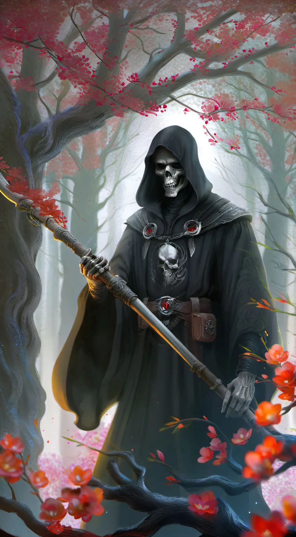 ai character: grim reaper  background