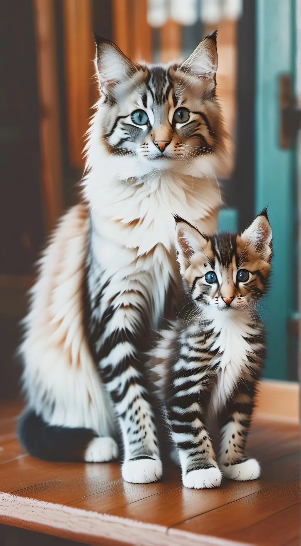ai character: Mama cat  background