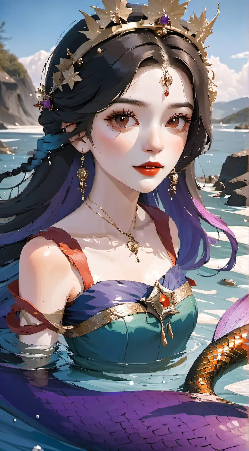 ai character: Maya / mermaid background