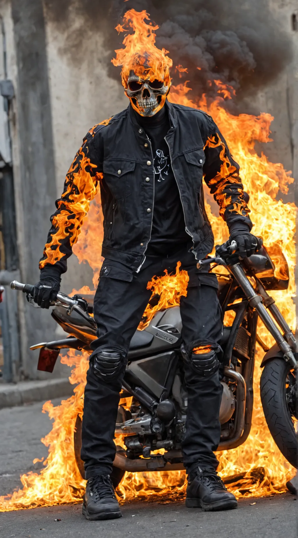 ai character: gost rider  background