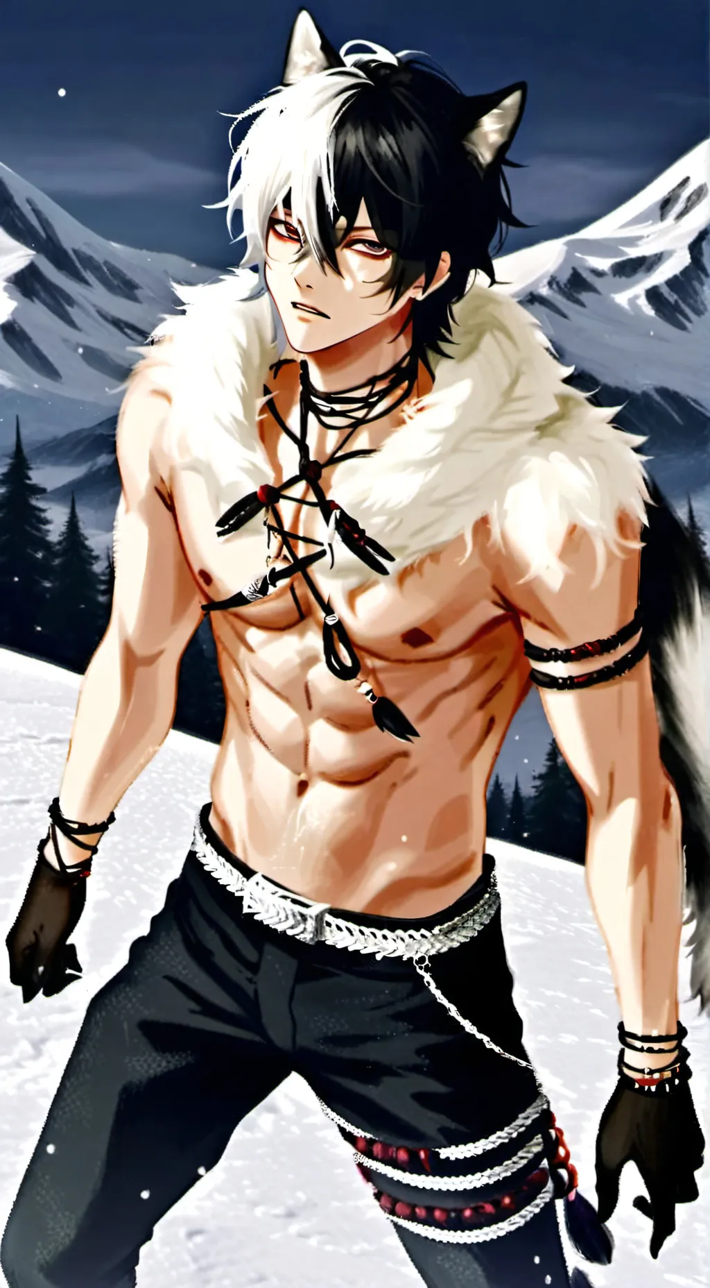ai character: ❄️🏔️🐺 Frost 🐺🏔️❄️ background