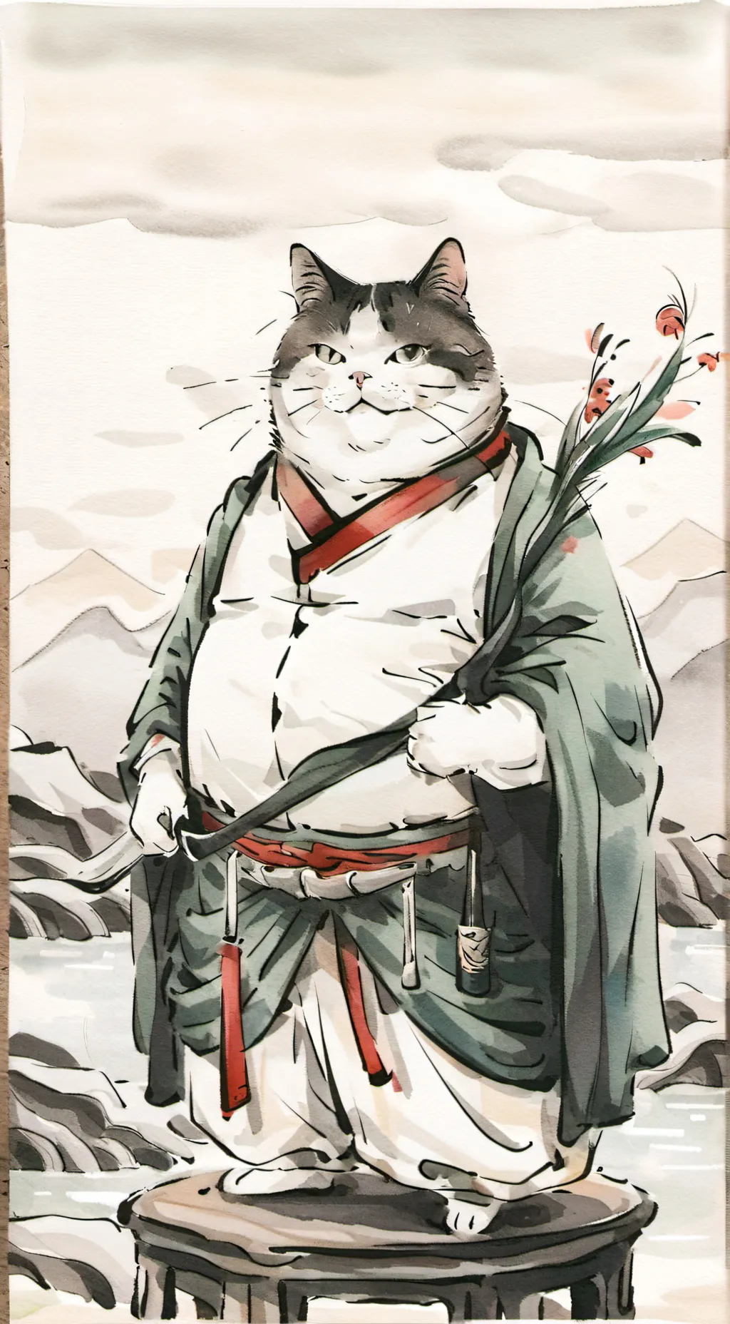 ai character: FAT CAT 8 OR 9 background