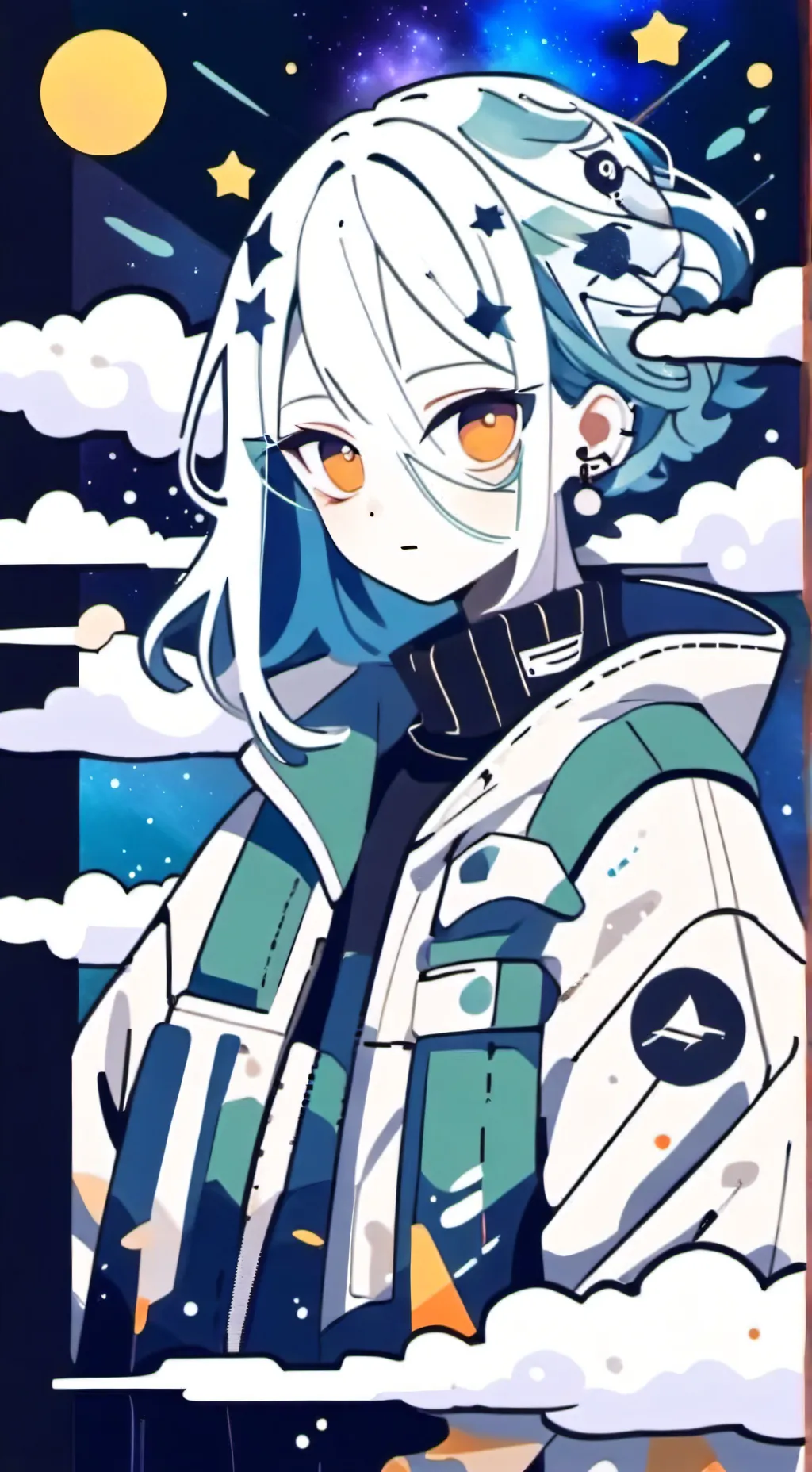 ai character: galaxer and indigo background