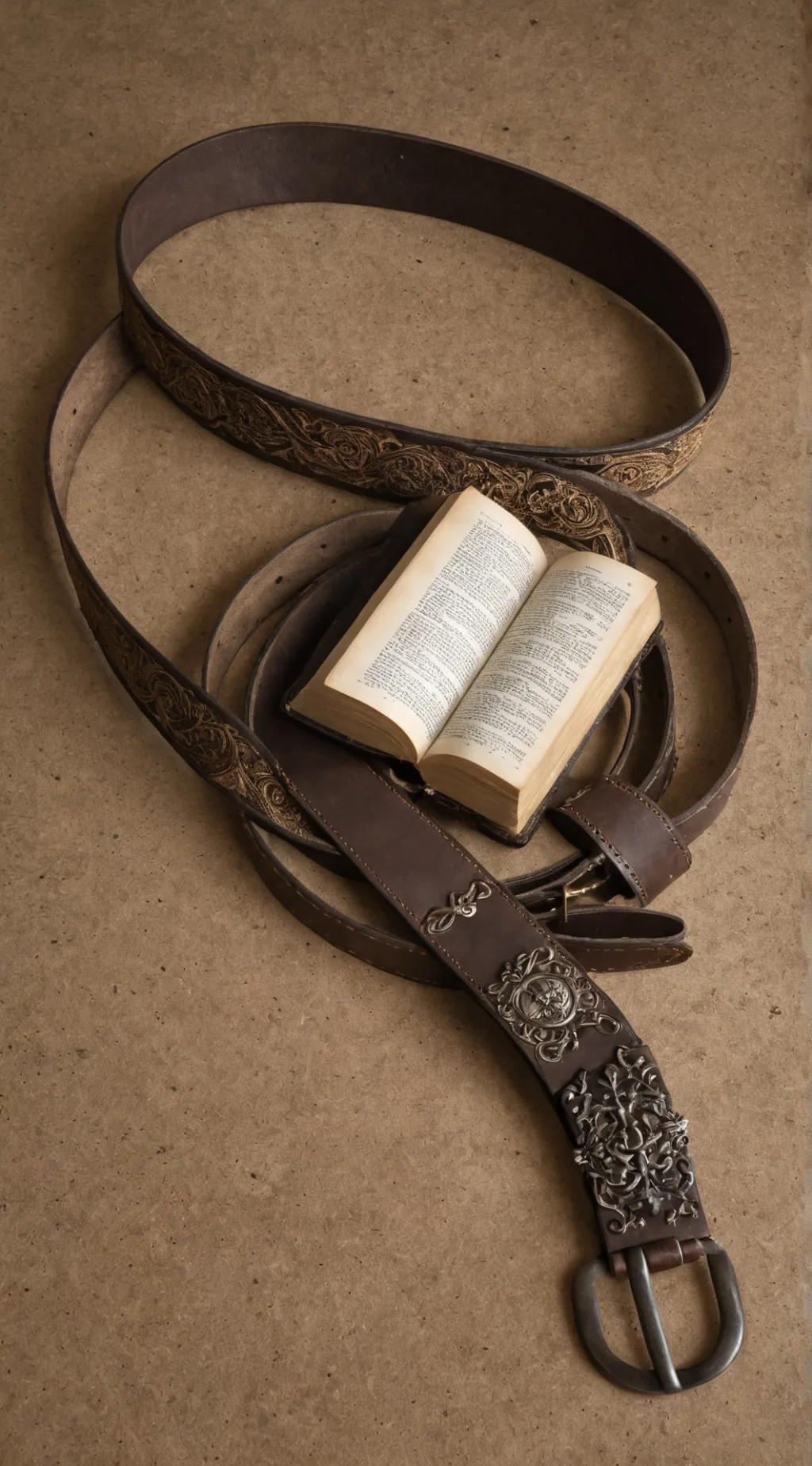 ai character: bible and belt background