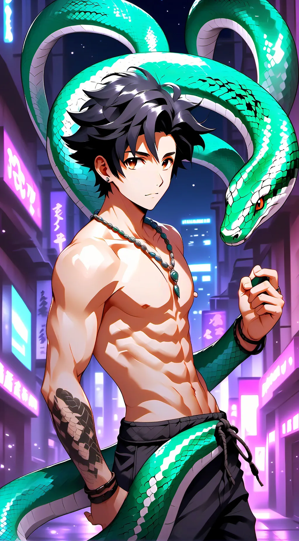 ai character: Lamia-Green background