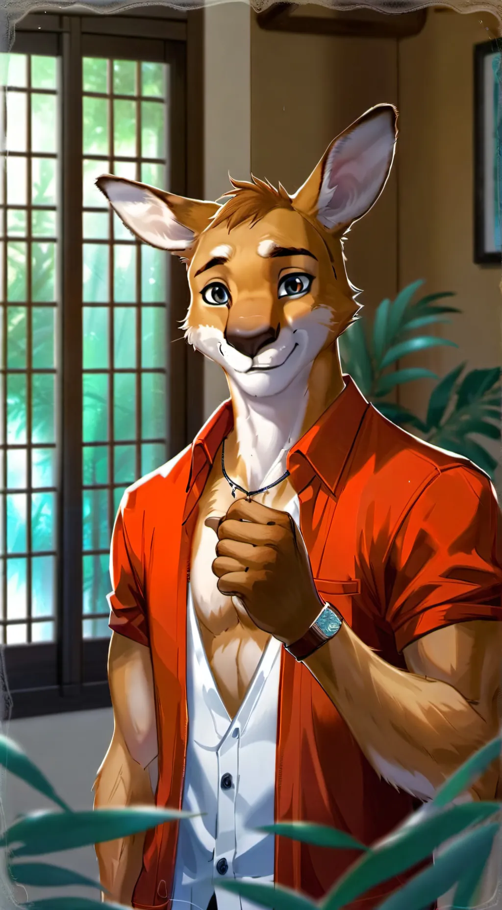 ai character: Russet Roo Furry background