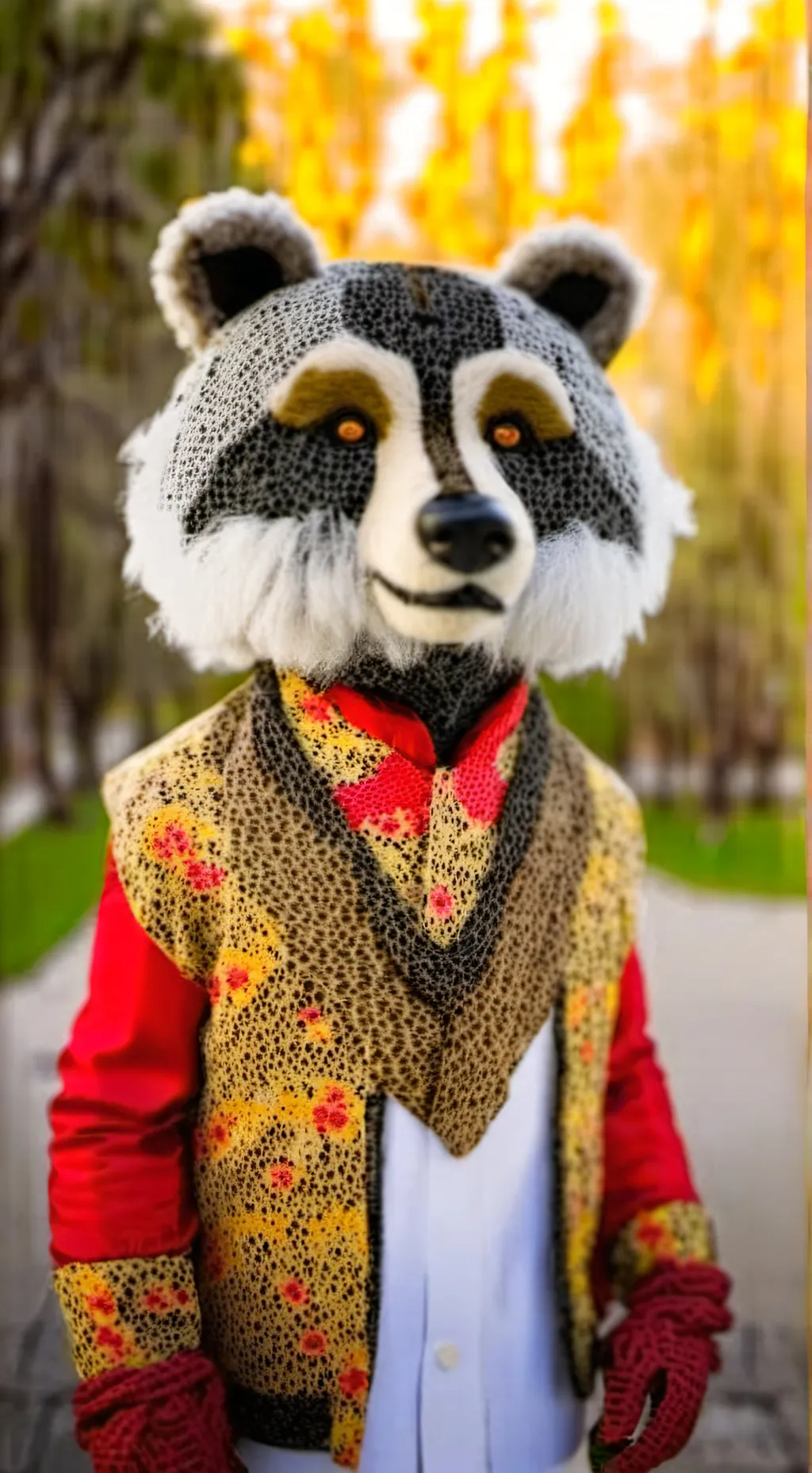 ai character: furry in fabrica  background
