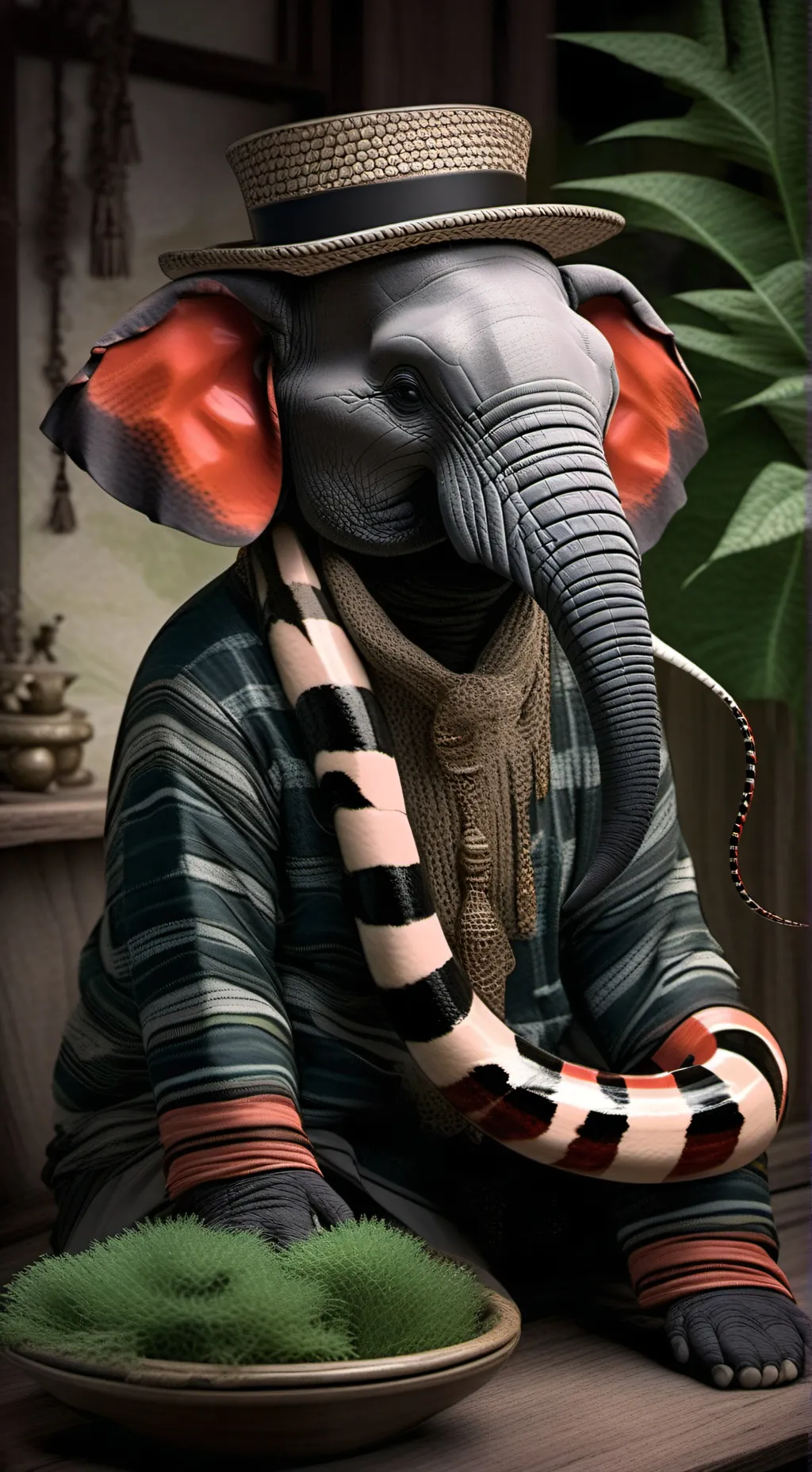 ai character: Elephantine Spirit Snake background