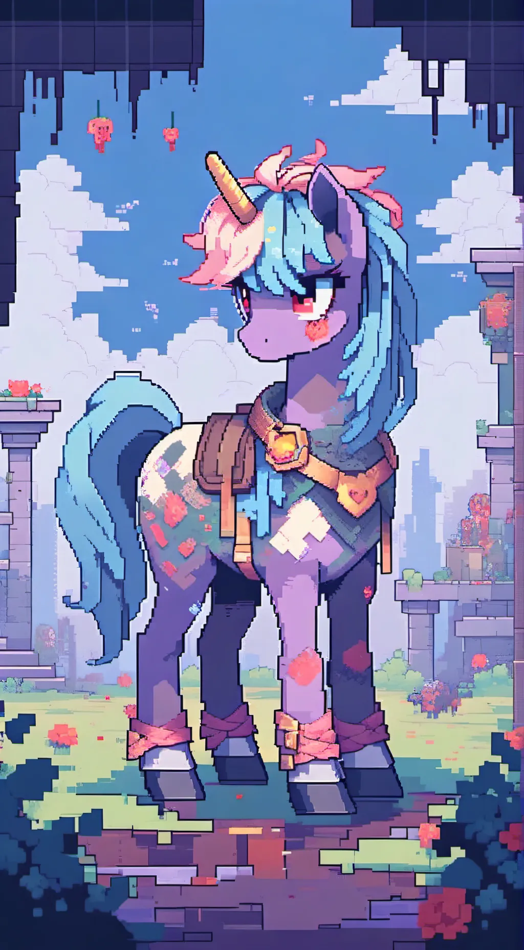 ai character: Pony vs zombie background