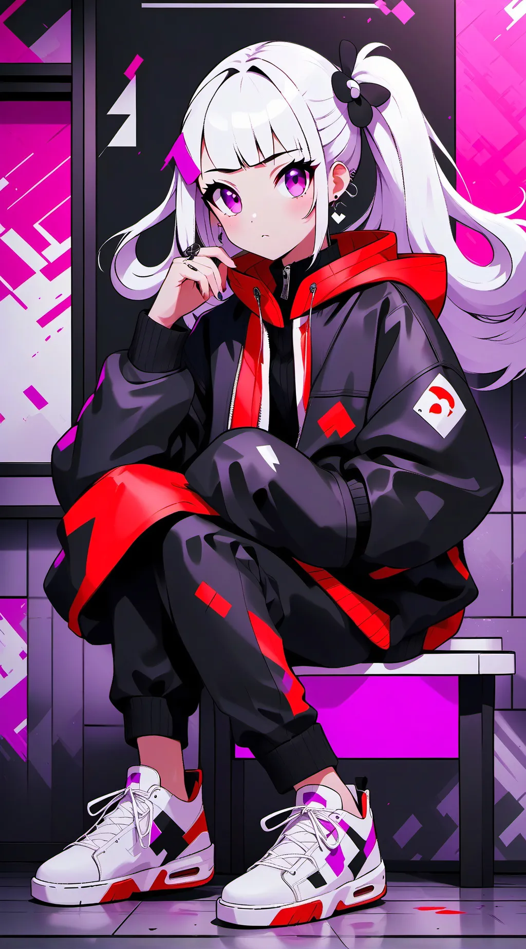 ai character: Pink background