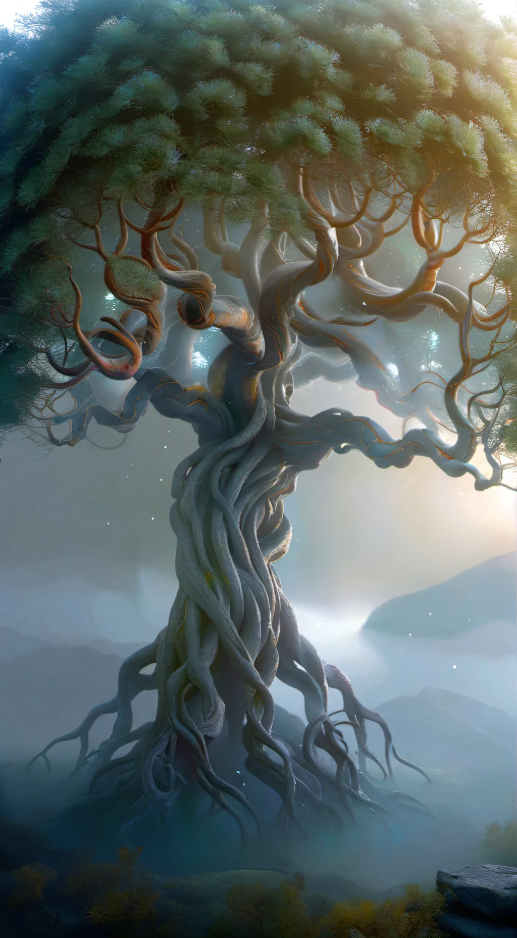 ai character: Árbol medieval background