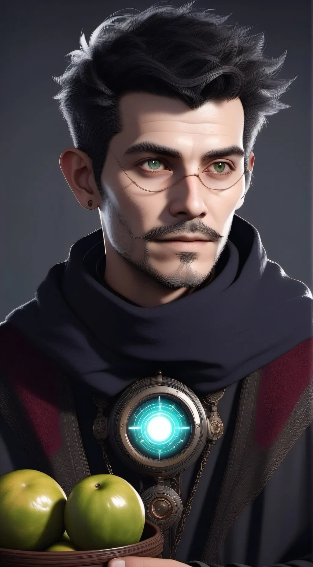 ai character: Galactic Grocer Gideon background