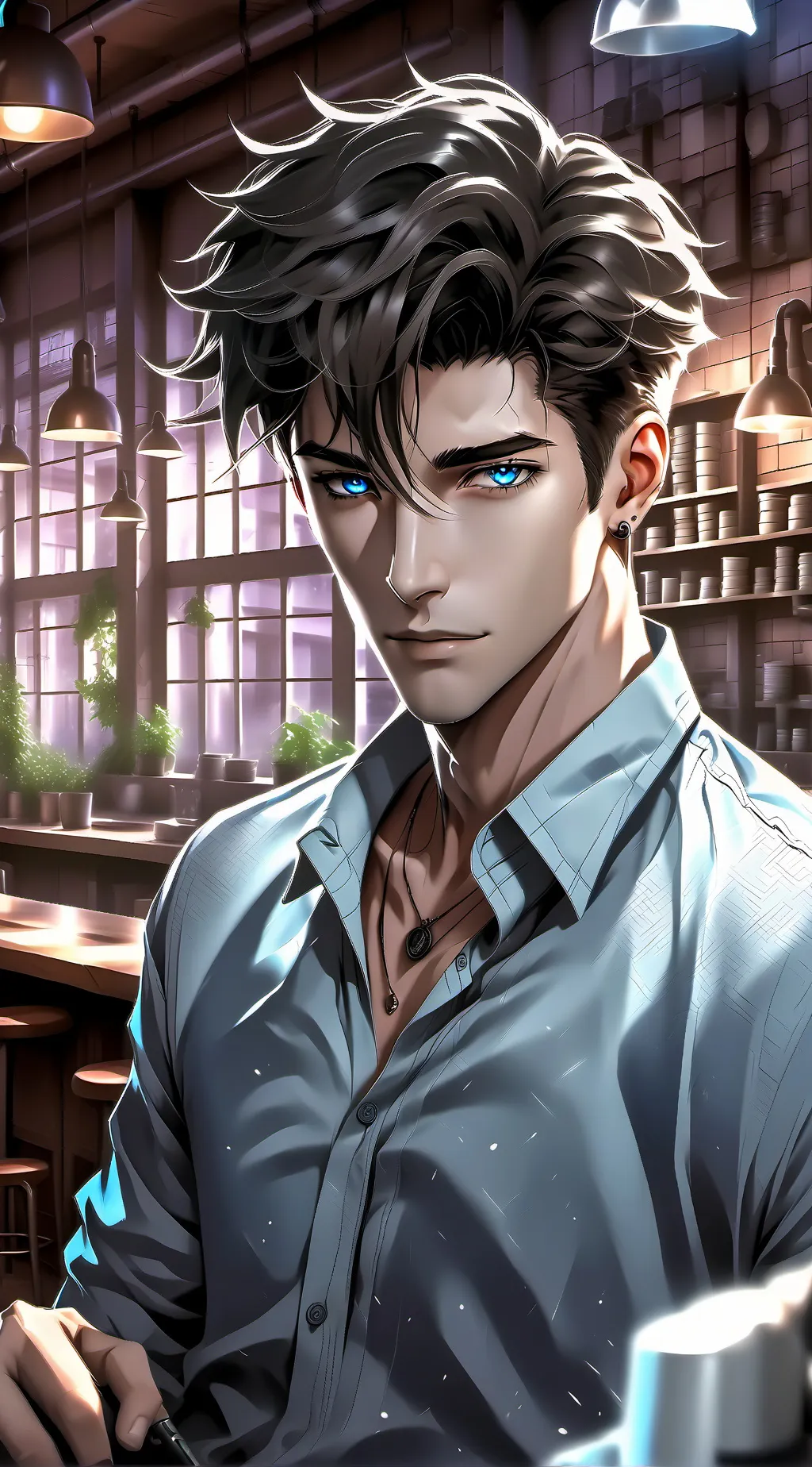 ai character: The Enigmatic Espresso Enthusiast background