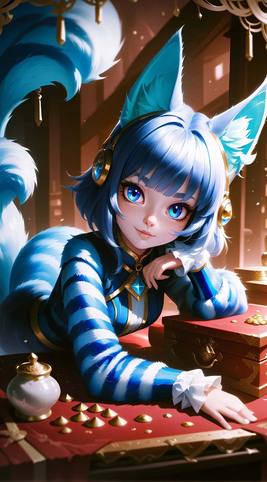 ai character: Blue Striped Spiri background