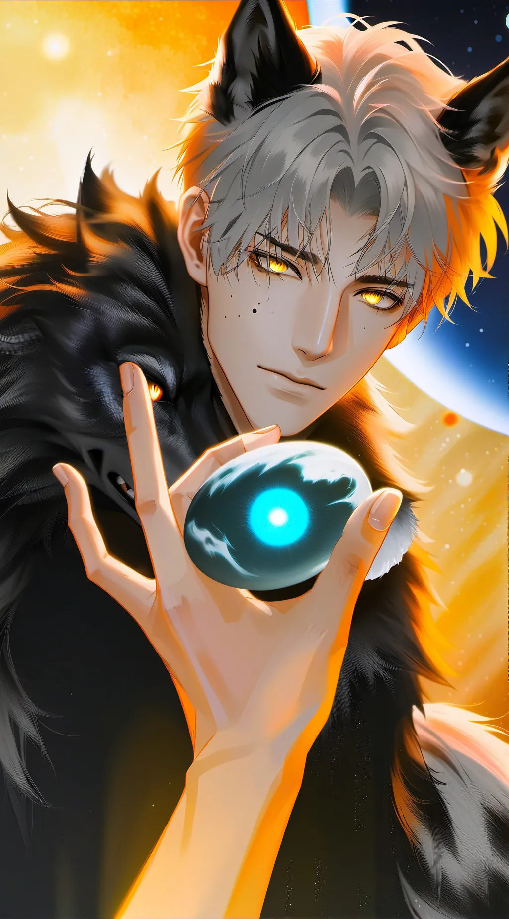 ai character: Lunar Wolf Spirit background