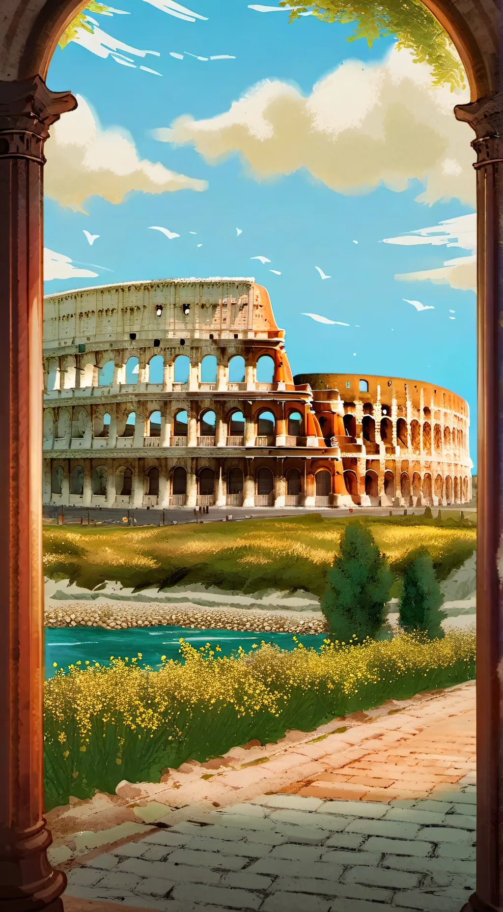 ai character: Colloseum background