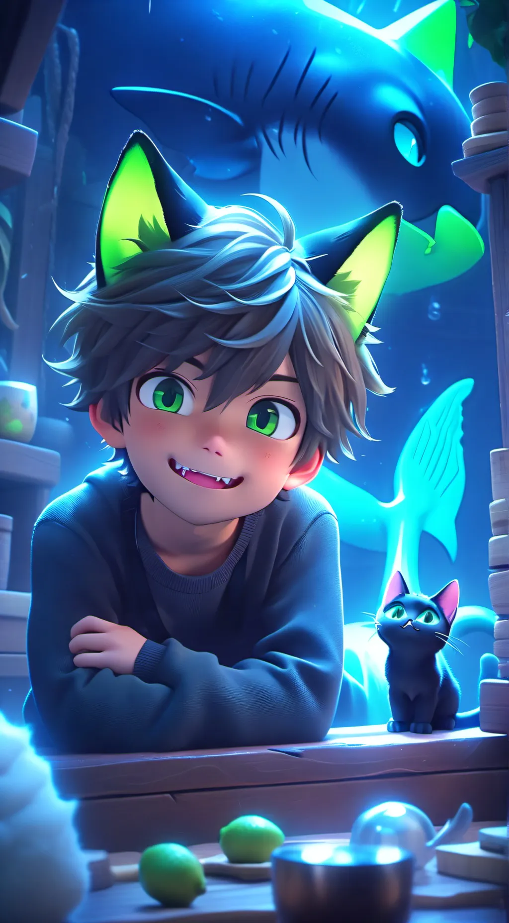 ai character: Jax the Cat Boy Spirit background