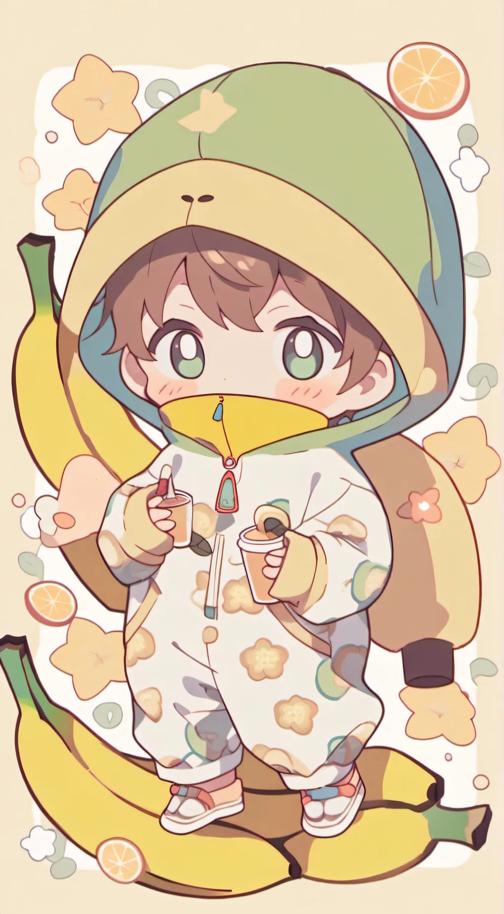ai character: Banana baby's  background