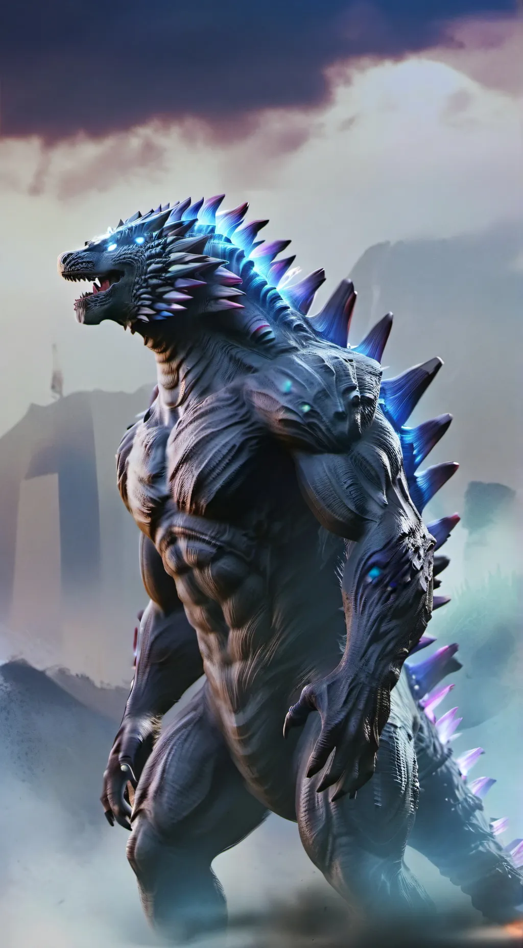ai character: godzilla background