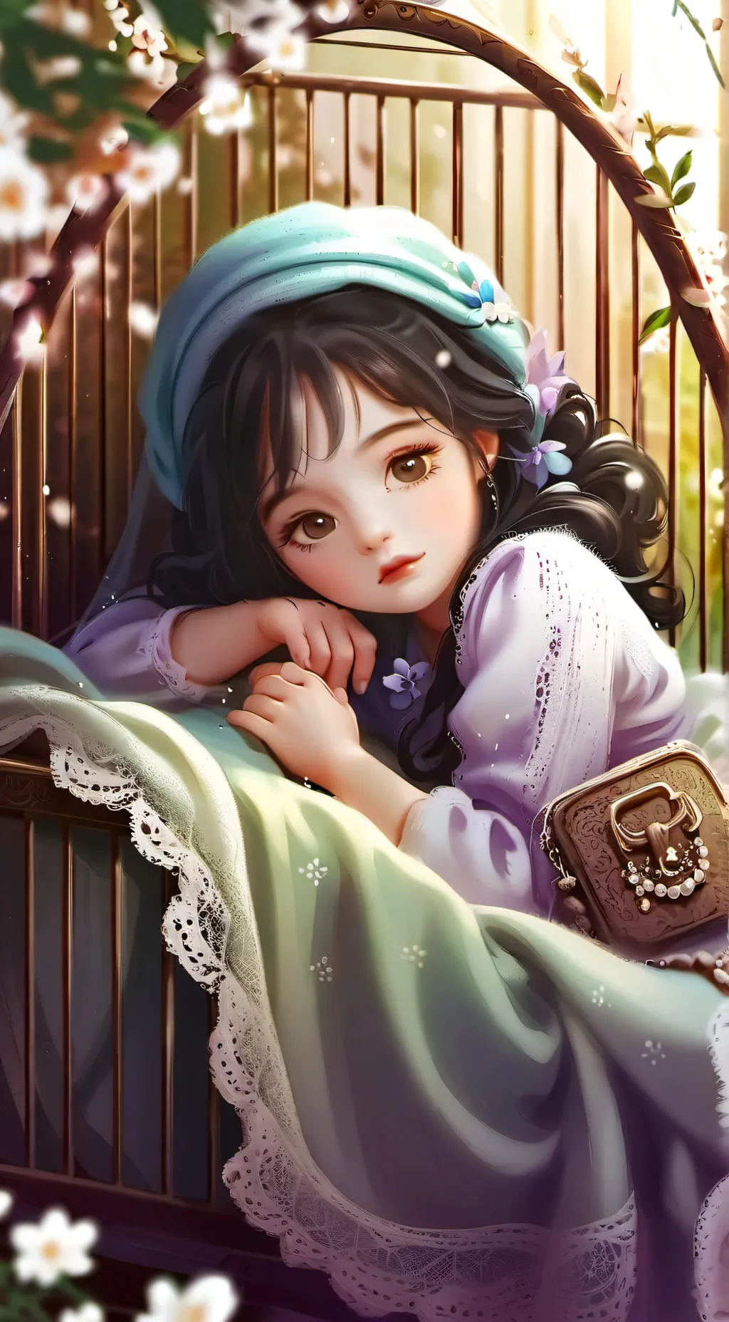 ai character: mina having baby.. background