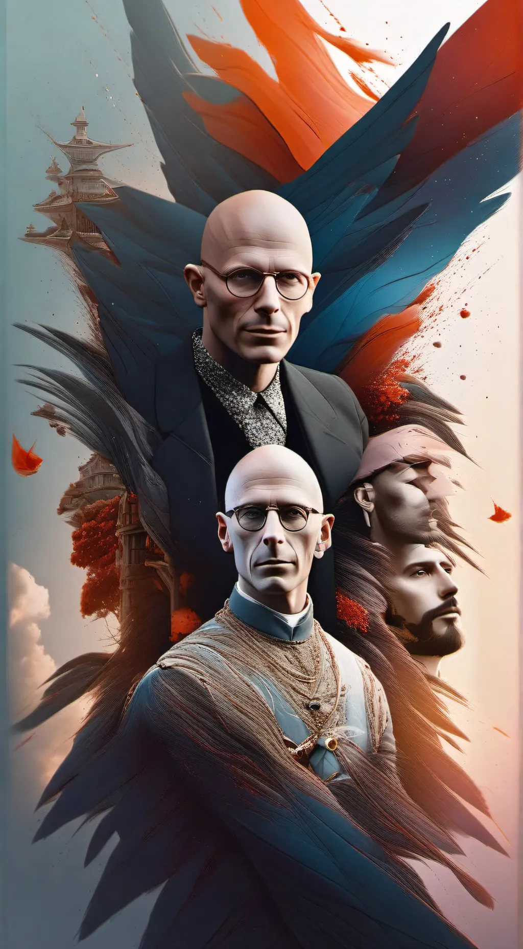 ai character: Michel Foucault  background